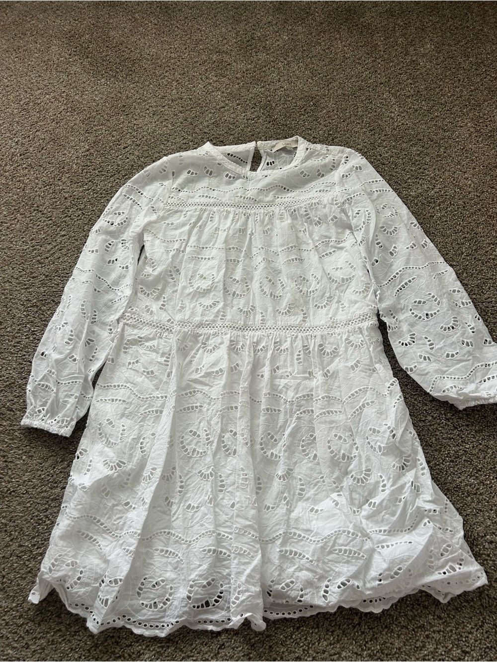 LOFT White Eyelet Long-Sleeve Girls Dress